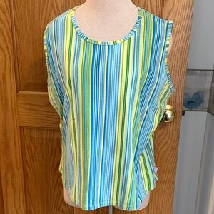 Columbia Striped Sleeveless Tee - Blue, Green, Yellow